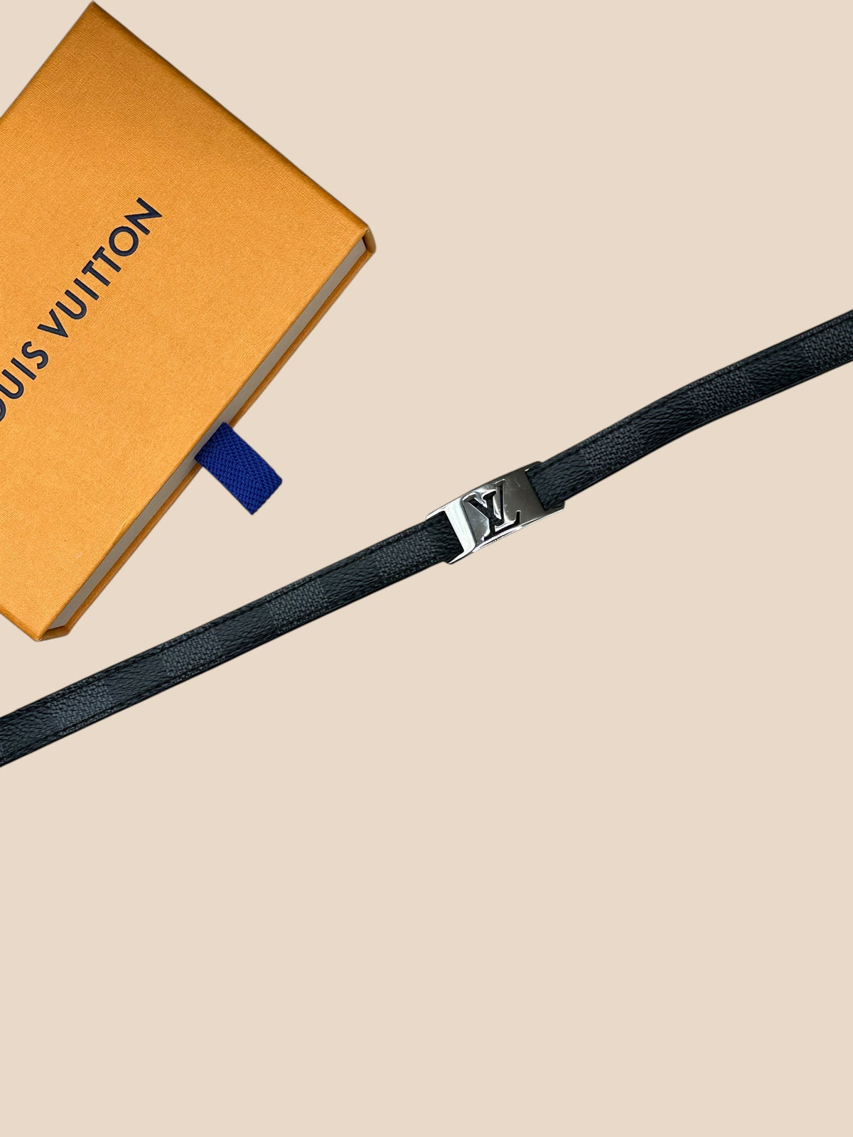Originele Louis Vuitton Damier Graphite dubbel gewikkelde leren armband